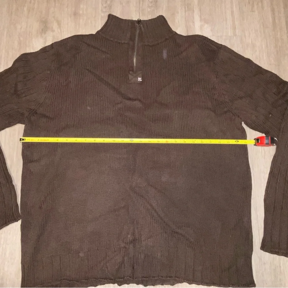 :::VINTAGE:::Men's polo jeans company 1/4 zip Brown Sweater size XXL - Picture 6 of 10